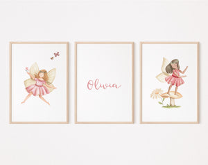 Fairy set of 3 personalised print